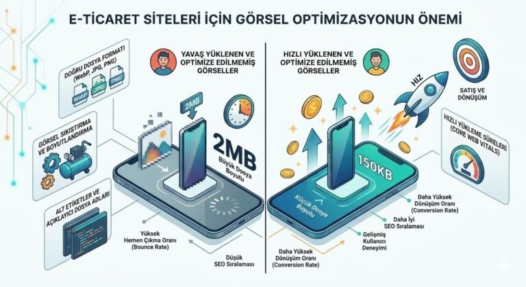 E-ticaret görsel optimizasyonu öncesi ve sonrası mobil site hız karşılaştırması